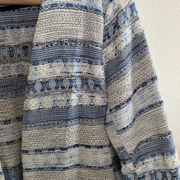 H&M Blue and White Open Front Boho Jacket - Picture 5 of 6